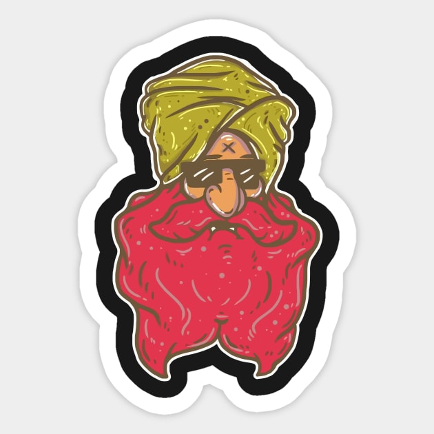 Sultan Of Pink Beard Sticker by benholanz